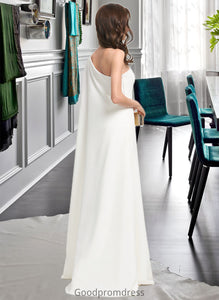 Mareli Sheath/Column One-Shoulder Floor-Length Stretch Crepe Wedding Dress HDOP0013801