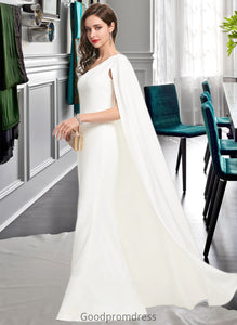 Mareli Sheath/Column One-Shoulder Floor-Length Stretch Crepe Wedding Dress HDOP0013801