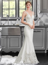 Load image into Gallery viewer, Marisol Trumpet/Mermaid V-neck Court Train Stretch Crepe Wedding Dress HDOP0013803