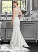 Load image into Gallery viewer, Marisol Trumpet/Mermaid V-neck Court Train Stretch Crepe Wedding Dress HDOP0013803