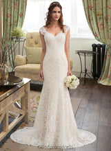 Load image into Gallery viewer, Adeline Trumpet/Mermaid V-neck Court Train Lace Wedding Dress HDOP0013804