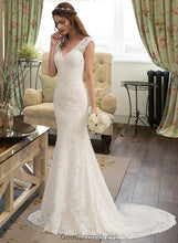 Load image into Gallery viewer, Adeline Trumpet/Mermaid V-neck Court Train Lace Wedding Dress HDOP0013804