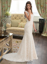 Load image into Gallery viewer, Adeline Trumpet/Mermaid V-neck Court Train Lace Wedding Dress HDOP0013804