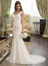 Load image into Gallery viewer, Adeline Trumpet/Mermaid V-neck Court Train Lace Wedding Dress HDOP0013804