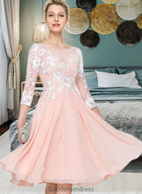 Load image into Gallery viewer, Nola Scoop Neck Knee-Length Chiffon Wedding Dress HDOP0013805