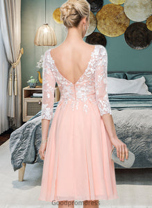 Nola Scoop Neck Knee-Length Chiffon Wedding Dress HDOP0013805