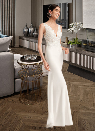 Amiyah Sheath/Column V-neck Court Train Wedding Dress With Sequins HDOP0013807