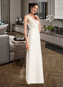 Amiyah Sheath/Column V-neck Court Train Wedding Dress With Sequins HDOP0013807