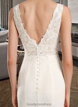 Load image into Gallery viewer, Amiyah Sheath/Column V-neck Court Train Wedding Dress With Sequins HDOP0013807