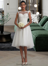 Load image into Gallery viewer, Rhianna A-Line Illusion Asymmetrical Tulle Wedding Dress With Ruffle HDOP0013808