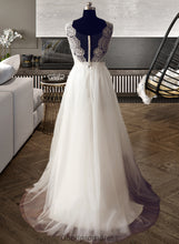 Load image into Gallery viewer, Eliana A-Line V-neck Sweep Train Tulle Wedding Dress HDOP0013812