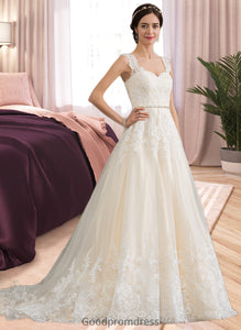 Sally Ball-Gown/Princess Sweetheart Court Train Tulle Wedding Dress With Beading Sequins HDOP0013813