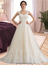 Load image into Gallery viewer, Sally Ball-Gown/Princess Sweetheart Court Train Tulle Wedding Dress With Beading Sequins HDOP0013813