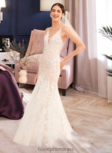 Load image into Gallery viewer, Wendy Trumpet/Mermaid V-neck Court Train Wedding Dress With Lace HDOP0013814