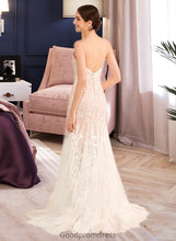 Load image into Gallery viewer, Wendy Trumpet/Mermaid V-neck Court Train Wedding Dress With Lace HDOP0013814