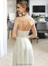 Load image into Gallery viewer, Anya A-Line V-neck Floor-Length Wedding Dress With Lace Split Front HDOP0013815