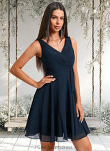 Load image into Gallery viewer, Jenna A-line V-Neck Short Chiffon Homecoming Dress With Pleated HDOP0025644