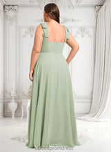 Load image into Gallery viewer, Eleanor A-line Square Floor-Length Chiffon Prom Dresses With Bow HDOP0025876