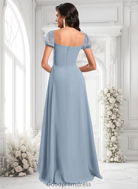 Krista A-line Square Floor-Length Chiffon Prom Dresses With Ruffle HDOP0025872