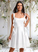 Load image into Gallery viewer, Naomi A-line Scoop Short Stretch Satin Homecoming Dress With Cascading Ruffles HDOP0025653