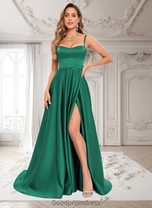 Shaylee A-line Sweetheart Sweep Train Satin Prom Dresses HDOP0025846