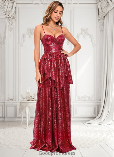 Mylee A-line Sweetheart Floor-Length Sequin Prom Dresses HDOP0025868