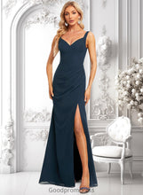 Load image into Gallery viewer, Paula Trumpet/Mermaid V-Neck Floor-Length Chiffon Prom Dresses With Ruffle HDOP0025873