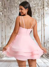 Load image into Gallery viewer, Gabriela A-line Scoop Mini Chiffon Homecoming Dress With Pleated HDOP0025675