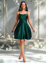 Load image into Gallery viewer, Anika A-line Cowl Short Stretch Satin Homecoming Dress HDOP0025664