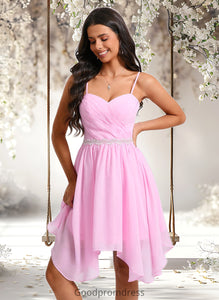 Mallory A-line Sweetheart Asymmetrical Chiffon Homecoming Dress With Beading HDOP0025690