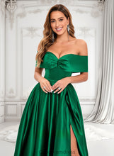 Load image into Gallery viewer, Joselyn Ball-Gown/Princess Off the Shoulder Floor-Length Satin Prom Dresses HDOP0025871