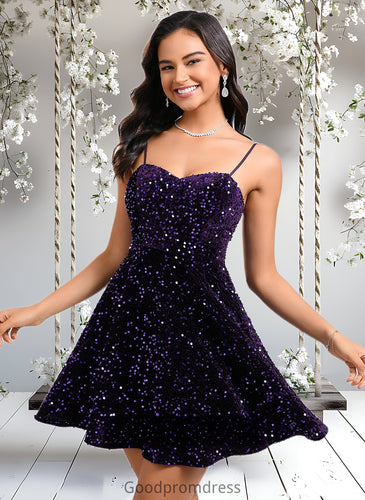 Shyla A-line Sweetheart Short Sequin Homecoming Dress HDOP0025649