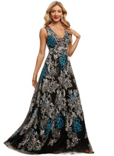 Load image into Gallery viewer, Savannah A-line V-Neck Floor-Length Lace Evening Dress HDOP0020823