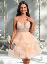 Load image into Gallery viewer, Annie Ball-Gown/Princess V-Neck Short Tulle Homecoming Dress With Beading Sequins HDOP0025646