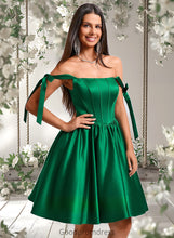 Load image into Gallery viewer, Alani Ball-Gown/Princess Straight Short Satin Homecoming Dress With Bow HDOP0025645