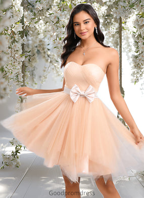 Angelique Ball-Gown/Princess Sweetheart Short Tulle Homecoming Dress With Bow HDOP0025719