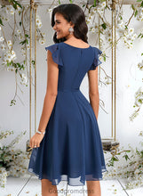 Load image into Gallery viewer, Paola A-line V-Neck Knee-Length Chiffon Homecoming Dress With Ruffle HDOP0025684