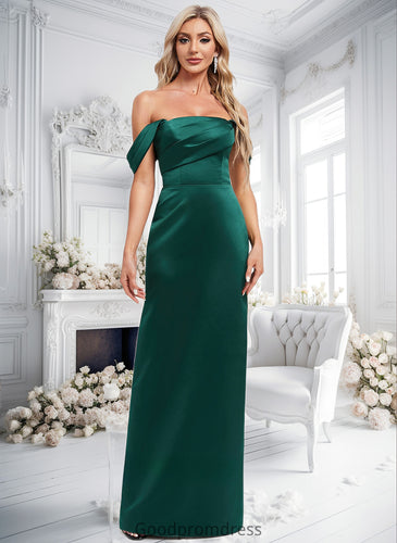 Hedwig Sheath/Column Off the Shoulder Floor-Length Satin Bridesmaid Dress HDOP0025815