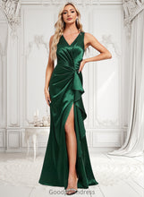 Load image into Gallery viewer, Maisie Trumpet/Mermaid V-Neck Floor-Length Stretch Satin Bridesmaid Dress HDOP0025812