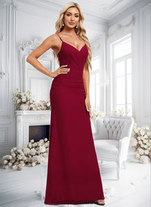 Lyla Trumpet/Mermaid V-Neck Floor-Length Chiffon Bridesmaid Dress HDOP0025825