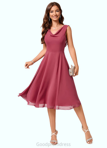 Charlee A-line Cowl Knee-Length Chiffon Cocktail Dress With Ruffle HDOP0022232