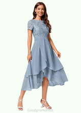 Load image into Gallery viewer, Mareli A-line Scoop Asymmetrical Chiffon Lace Cocktail Dress HDOP0022246