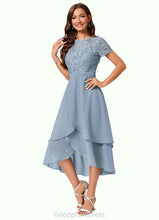 Load image into Gallery viewer, Mareli A-line Scoop Asymmetrical Chiffon Lace Cocktail Dress HDOP0022246