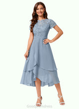 Load image into Gallery viewer, Mareli A-line Scoop Asymmetrical Chiffon Lace Cocktail Dress HDOP0022246