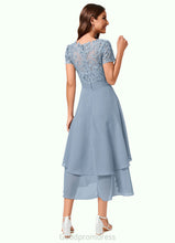 Load image into Gallery viewer, Mareli A-line Scoop Asymmetrical Chiffon Lace Cocktail Dress HDOP0022246