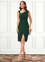 Load image into Gallery viewer, Esmeralda Sheath/Column Asymmetrical Knee-Length Chiffon Cocktail Dress With Ruffle HDOP0022250