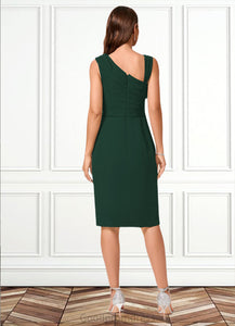 Esmeralda Sheath/Column Asymmetrical Knee-Length Chiffon Cocktail Dress With Ruffle HDOP0022250