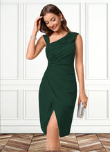 Load image into Gallery viewer, Esmeralda Sheath/Column Asymmetrical Knee-Length Chiffon Cocktail Dress With Ruffle HDOP0022250