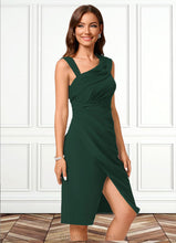 Load image into Gallery viewer, Esmeralda Sheath/Column Asymmetrical Knee-Length Chiffon Cocktail Dress With Ruffle HDOP0022250