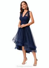 Load image into Gallery viewer, Aleena A-line Halter One Shoulder V-Neck Asymmetrical Tulle Cocktail Dress HDOP0022254